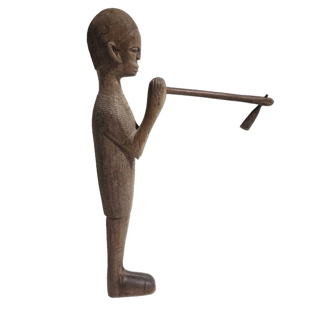 Vintage Handcarved Wooden African Tribal Standing Man Figure 12.5" Tall GUC